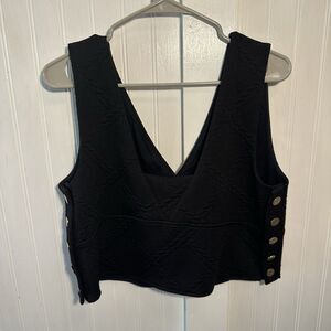 Maeve by Anthropologie Black Textured Crop Top Women’s Plus Size XL Sleeveless